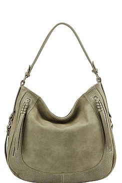 STYLISH TEXTURED PU LEATHER SIDES ZIP HOBO BAG JYD-0501