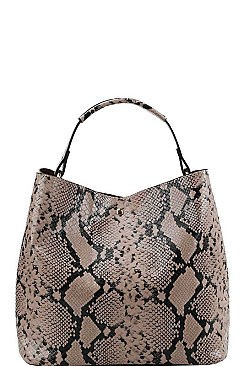 2 IN 1 SNAKE PATTERN SATCHEL WITH LONG STRAP