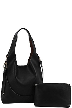 2 IN 1 DOUBLE STRAP HOBO BAG WITH LONG STRAP