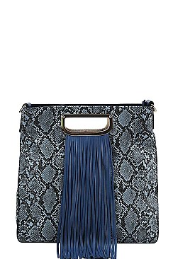 PYTHON SKIN AND TASSEL SQUARE SATCHEL