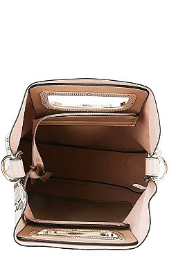 PYTHON SKIN AND TASSEL SQUARE SATCHEL