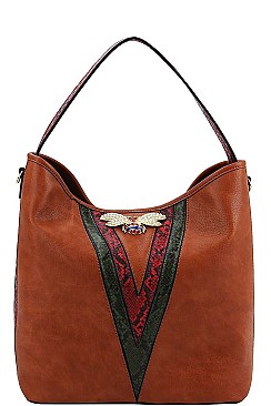 LONG STRAPPED RHINESTONE INSECT HOBO BAG