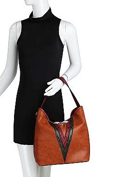 LONG STRAPPED RHINESTONE INSECT HOBO BAG