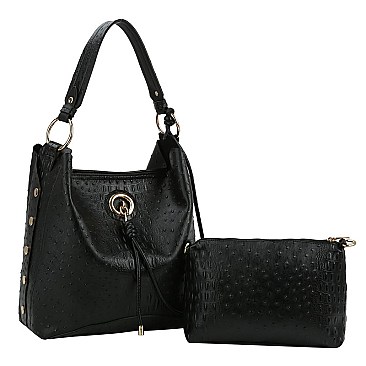 Ostrich Croc 2-in-1 Shoulder Bag