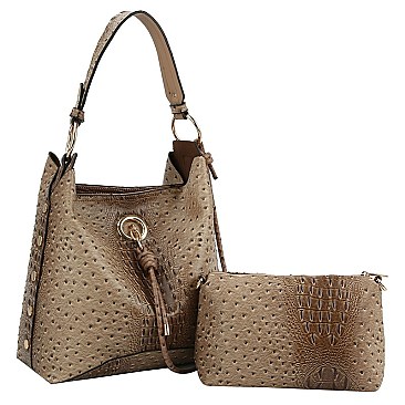 Ostrich Croc 2-in-1 Shoulder Bag