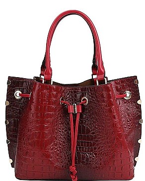 CROCO SATCHEL WITH LONG STRAP