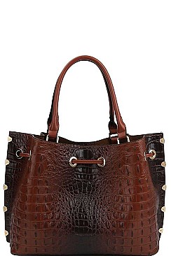 CROCO SATCHEL WITH LONG STRAP