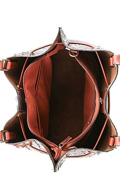 CROCO SATCHEL WITH LONG STRAP
