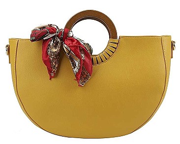 TRENDY SILK SCARF HALF CIRCLE TOTE BAG