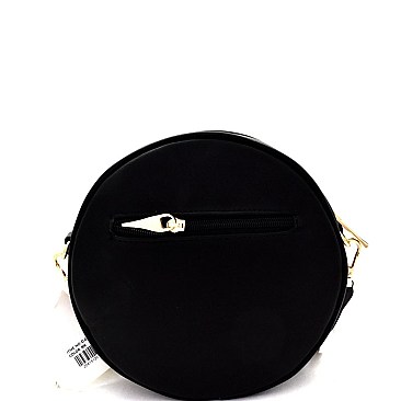 Vintage American Flag Print Rhinestone Western Fringed Round Cross Body MH-D0311