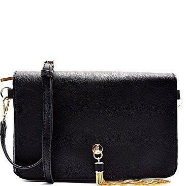 Gold ChainTassel Accent Flap Cross Body