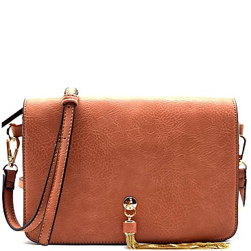 Gold ChainTassel Accent Flap Cross Body