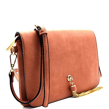 Gold ChainTassel Accent Flap Cross Body