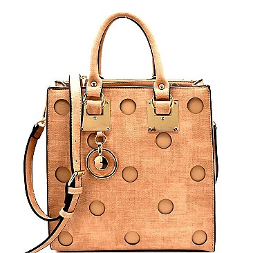 D0365-LP Boutique Polka Dot Laser-cut Textured Satchel