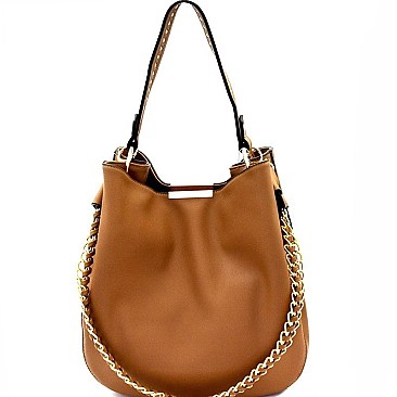 Studded Strap Chain Accent Hobo Bag