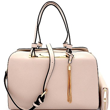 Hardware Accent Metal Tassel Boston Satchel SET D0426W