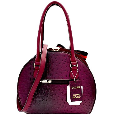 Ostrich Embossed Color Block Bow Jewel-Top Satchel MH-D0455