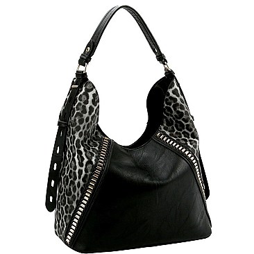 EXTENDABLE LEOPARD PRINT STRAP HOBO