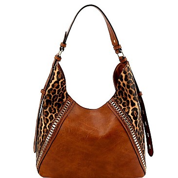 EXTENDABLE LEOPARD PRINT STRAP HOBO