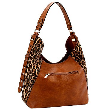 EXTENDABLE LEOPARD PRINT STRAP HOBO