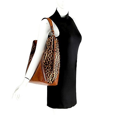 EXTENDABLE LEOPARD PRINT STRAP HOBO