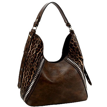 EXTENDABLE LEOPARD PRINT STRAP HOBO