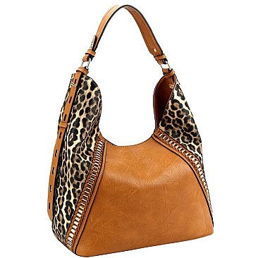 EXTENDABLE LEOPARD PRINT STRAP HOBO