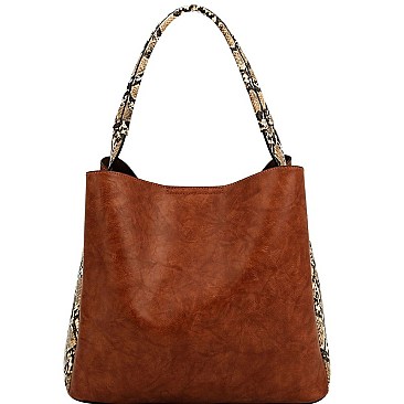 2 in 1 Knot Accent Snake Print Hobo