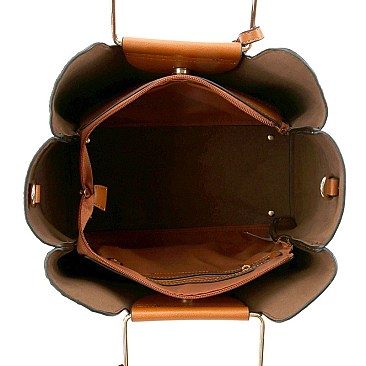 3 COMPARTMENT OSTRICH PRINT 2 IN 1 SATCHEL