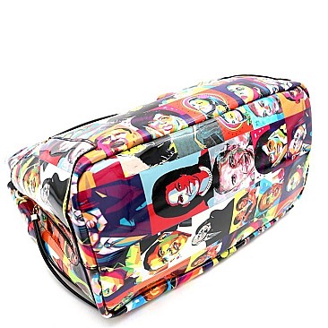 2 in 1 Pop Art Magazine Print Side Pocket Hobo Bag