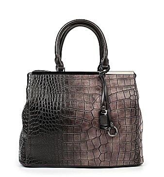 ALLIGATOR DAVID JONES METAL ACCENT SATCHEL