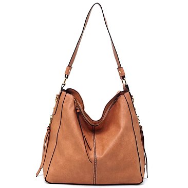 SOLID Side Zipper 3-in-1 Shoulder Bag, Cross-Body and Clutch Set