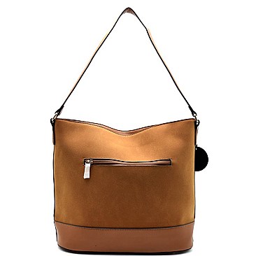 String Accent 2 Tone Suede Hobo SET WITH WALLET