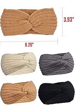 PACK OF 12 TRENDY ASSORTED COLOR KNITTED HEADWRAP