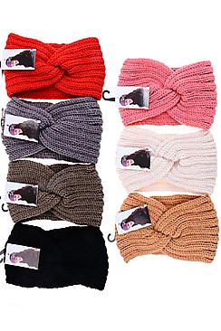 PACK OF 12 TRENDY ASSORTED COLOR KNITTED HEADWRAP