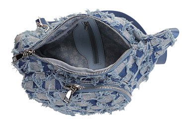 Distressed Checkered Denim Sling Bag