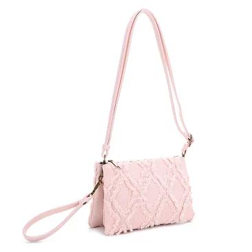 Triple Compartment Distressed Denim Crossbody
