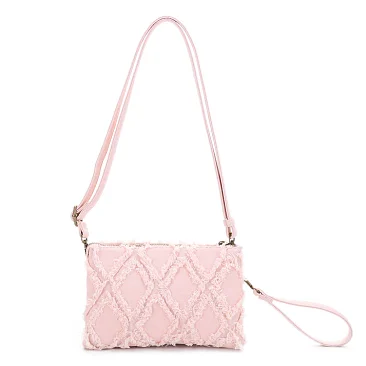 Triple Compartment Distressed Denim Crossbody