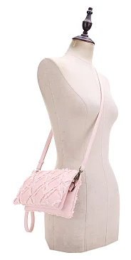 Triple Compartment Distressed Denim Crossbody