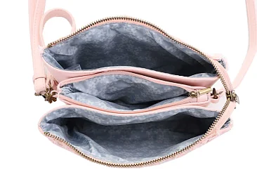 Triple Compartment Distressed Denim Crossbody