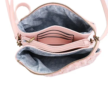 Triple Compartment Distressed Denim Crossbody