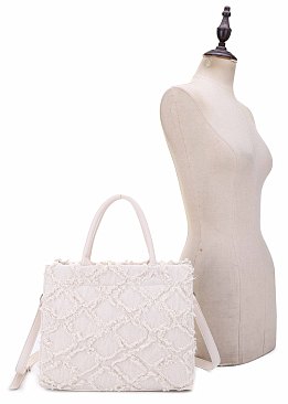 Nova Distressed Diamond Denim Satchel