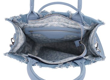 Nova Distressed Diamond Denim Satchel