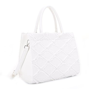 Nova Distressed Diamond Denim Satchel