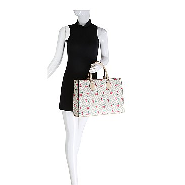 Monogram Cherry Print 3-in-1 Boxy Satchel Set