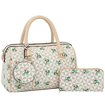 Monogram Avocado Print 3-in-1 Boston Bag