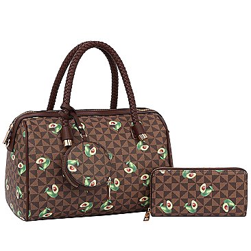 Monogram Avocado Print 3-in-1 Boston Bag