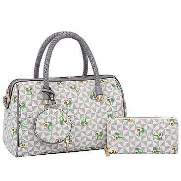 Monogram Avocado Print 3-in-1 Boston Bag