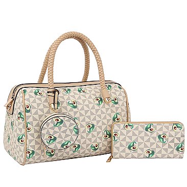 Monogram Avocado Print 3-in-1 Boston Bag