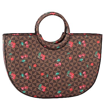 Monogram Cherry Print 2-in-1 Satchel